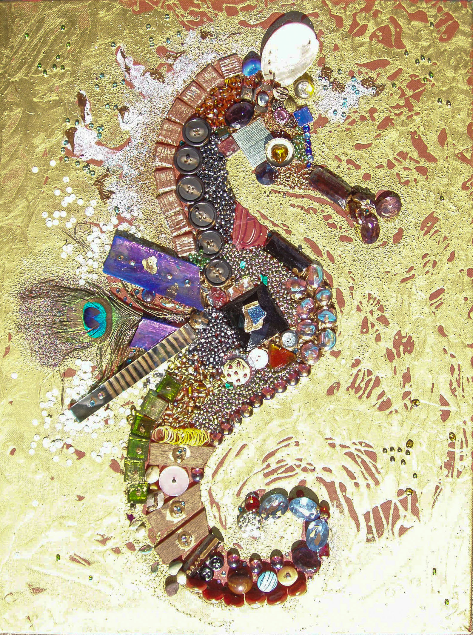 Seahorse In Golden Water