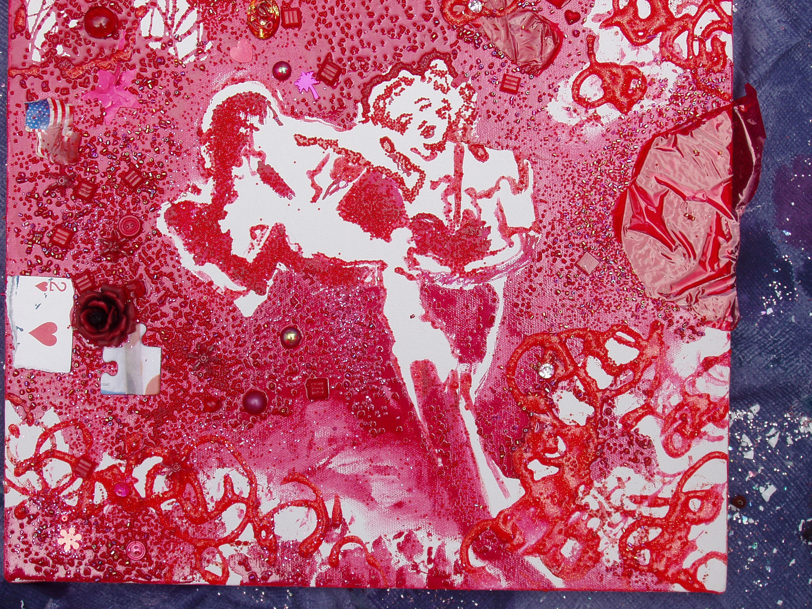 Little Red Marilyn/ Red beads and paints/ sold