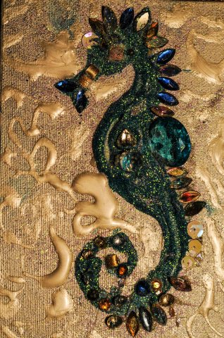Tiny Seahorse With Vintage Beads